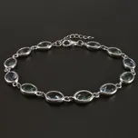 Goldpoint Stříbrný náramek zelenomodré zirkony Délka: 17-20 cm