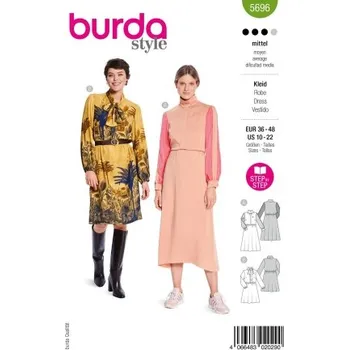 Volný čas Střih Burda 5696 na dámské šaty -