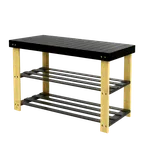 Botník, lavice na boty, dřevo, černá/přírodní, KAPPY