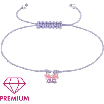 Prsten Náramek pro děti se stříbrnou ozdobou Premium Motýl, fialový