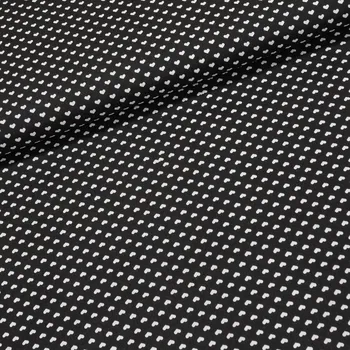 Bavlněné plátno 4888, bílá srdíčka na černé, š.140cm (látka v metráži)