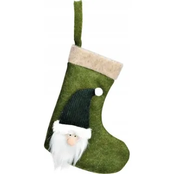 Vánoční dekorace PLSTĚNÁ PUNČOCHA NA DÁREK VÁNOČNÍ ZELENÁ S MIKULÁŠEM