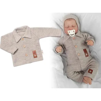 Baby Nellys Pletený svetřík s knoflíčky Boy, Baby Nellys, béžový Velikost: 56 (1-2m)