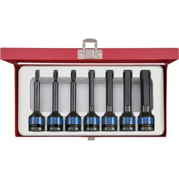 Gola sada Sada rázových prodloužených zástrčných hlavic King Tony 1/2 CrMo TORX T25 - T60 mm 4467PP