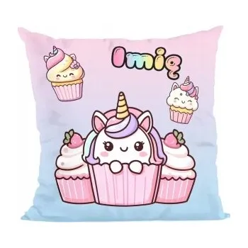 Polštář Polštář Jednorožec Kawaii muffinka – roztomilý styl, pro holčičky 40x40cm
