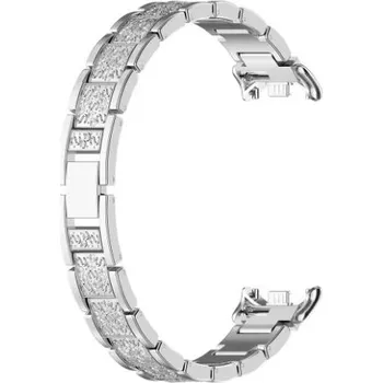 Ostatní příslušenství k chytrým hodinkám eses Kovový řemínek s kamínky pro Xiaomi Smart Band 8, 9 a 10 - Stříbrný