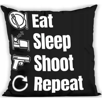 Polštář Polštář pro střelce Eat Sleep Shoot Repeat 40x40cm