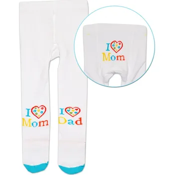 Bavlněné punčocháče Baby Nellys ® - I love Mom, I love Dad - bílé Velikost: 80/86 (12-18m)