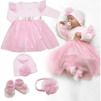 Kojenecká souprava Baby Nellys Luxusní 4D slavnostní sada oblečení pro miminko Girl - růžová Velikost: 56 (1-2m)