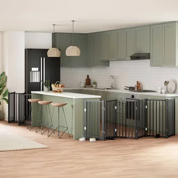 ohrádka pro psa zahrada-XL Zábrana pro psy s dvířky skládací 12 panelů černá 600 cm topol 3155713