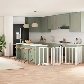 ohrádka pro psa zahrada-XL Zábrana pro psy s dvířky skládací 12 panelů bílá 960 cm topol 3155736