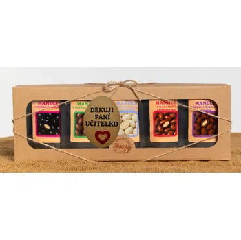 Dárková krabička Dárková sada sladkých mandlí mix 5ks děkuji paní učitelko (Dárková sada sladkých mandlí mix 5ks děkuji paní učitelko)