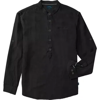 Pánská košile Velká pánská košile z lnu s dlouhým rukávem Double GS-5085 černá