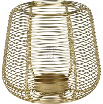 Svícen Svícen lucerna kovová dekorativní 14 cm zlatá moderní drátěná