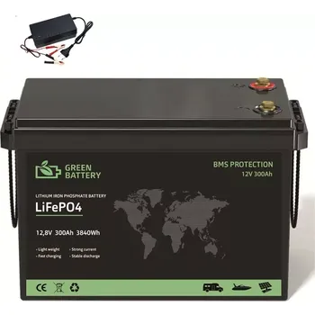 Autobaterie Baterie LiFePO4 12,8V 300Ah, 3840Wh, BMS, Lithium-železo-fosfátová baterie, nabíječka 7A součástí balení (Náhrada za trakční baterie, lithiová baterie, BMS, LiFePO4 baterie, solární baterie)