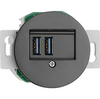 vypínač Porcelánová USB nabíječka 2X USB/A černá modul