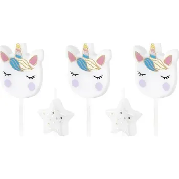 Dortová svíčka Svíčky dortové Jednorožec a hvězdy 5 ks