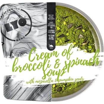 Dehydrované jídlo Lyo food Cream of Broccoli & Spinach Soup with Mozarella and pumpkin seeds