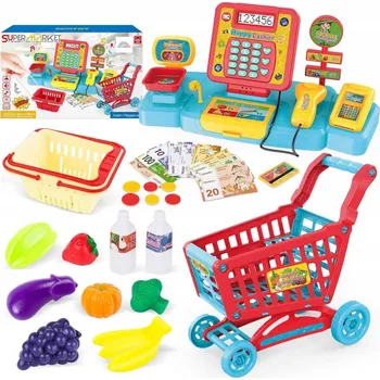 Hra na obchod Interaktivní pokladna váha příslušenství MINI nákupní vozík zab