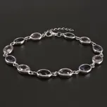 Goldpoint Stříbrný náramek růžovofialové zirkony Délka: 17-20 cm