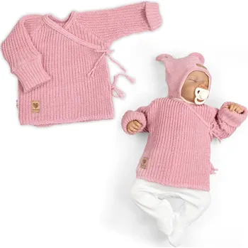 Baby Nellys Kojenecký svetřík, rostoucí, na zavazování na boku - růžový Velikost: 50/56 (0-2m)