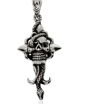 Přívěsek Zlatnictví Helios Ocelový přívěsek lebka s hadem