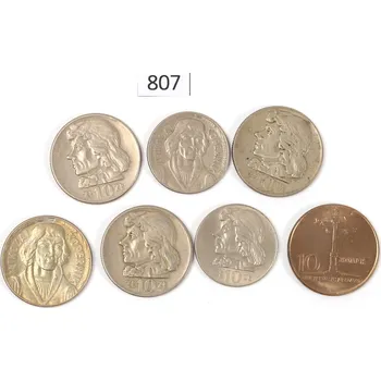 Sada mincí 7ks Polská lidová republika, 10 zlotých. Kod 807 (Sada mincí 7ks - 10 zlotých)