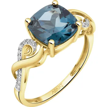 Prsten Zlatý prsten s diamanty a topazem London Blue - ryzost 585 - 214.210