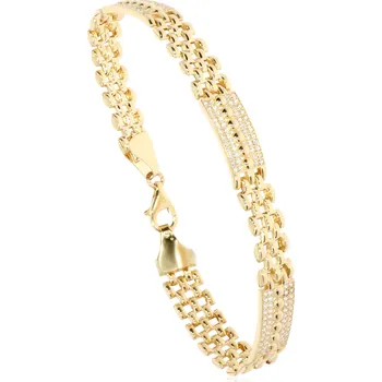 Náramek Zlatnictví Helios Výrazný zlatý náramek se zirkony