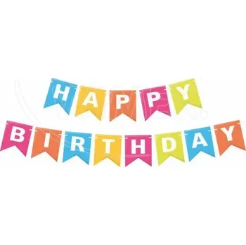 Party dekorace Papírová girlanda sada HAPPY BIRTHDAY 16 x 20 cm písmena + 5m provázek [1 sada] (66809)