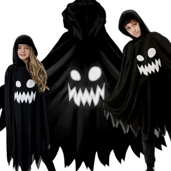 Karnevalový kostým Kostým s kapucí DUCH PŘÍŠERA pro DĚTI HALLOWEEN 70 cm 5-10 let 116 122 134