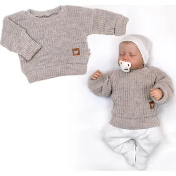 Baby Nellys Rostoucí oversize pletený svetřík pro miminko, béžový Velikost: 56/62 (0-3m)
