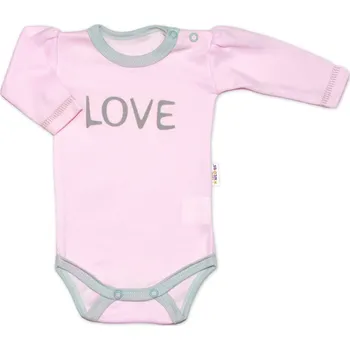 Kojenecký body Baby Nellys Body dlouhý rukáv Love - růžové Velikost: 68 (3-6m)