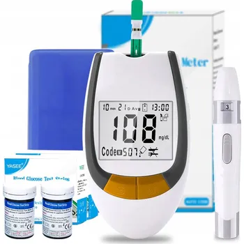 Glukometr GLUKOMETR PRO MĚŘENÍ GLUKÓZY + 50 LANCET A 50 TESTOVACÍCH PROUŽKŮ