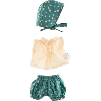 Doplněk pro panenku Alimi Oblečky pro panenky, tunika, kraťasky, šátek, Puntík Alimi, zelená/smetanová
