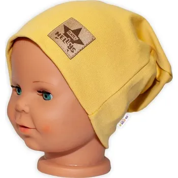 Baby Nellys Hand Made Dětská funkční čepice s dvojitým lemem - hořčicová Velikost: 98 (2-3r)