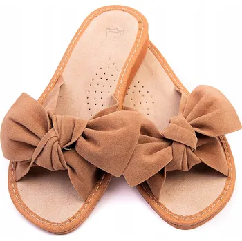 Dámské pantofle Pantofle hnědé dámské kožené s MAŠLE 35