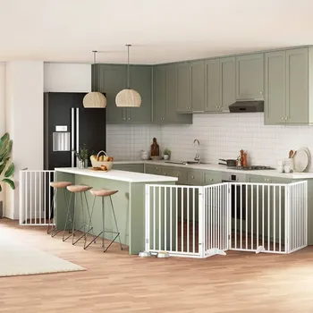 ohrádka pro psa zahrada-XL Zábrana pro psy s dvířky skládací 8 panelů bílá 640 cm topol 3155566