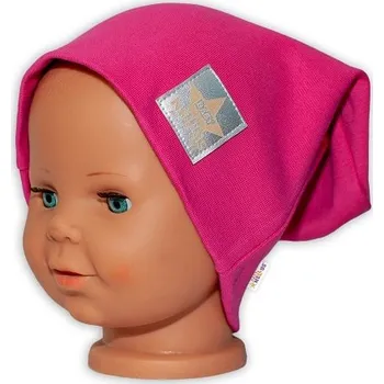 Baby Nellys Hand Made Dětská funkční čepice s dvojitým lemem - tm. růžová Velikost: 98 (2-3r)