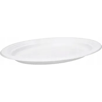 Jednorázové nádobí Jednorázový talíř oválný bílý 32 cm z cukrové třtiny 50 ks