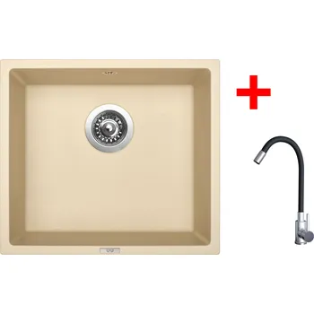 Granitový dřez Sinks FRAME 457 Sahara + Elasta nerez/černá