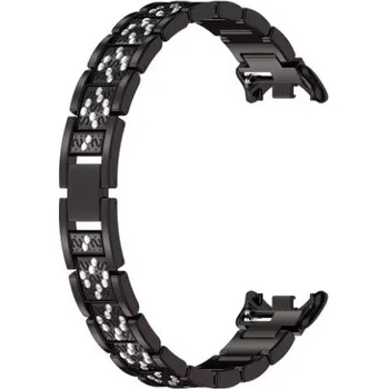 Ostatní příslušenství k chytrým hodinkám eses Kovový řemínek s kamínky pro Xiaomi Smart Band 8, 9 a 10 - Černý
