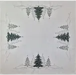 Vánoční ubrus stromečky zelené a stříbrné na bílé 40x140