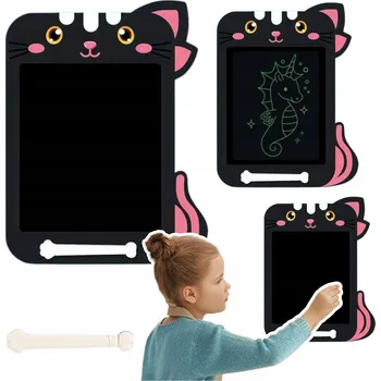Magnetická kreslící tabulka Záznamník LCD Tabule na Kreslení Psaní Pero Kočka Černá