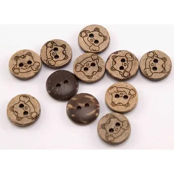 Knoflík Dírkový košilový knoflík - kokosový - medvídek - béžový - průměr 1,27 cm