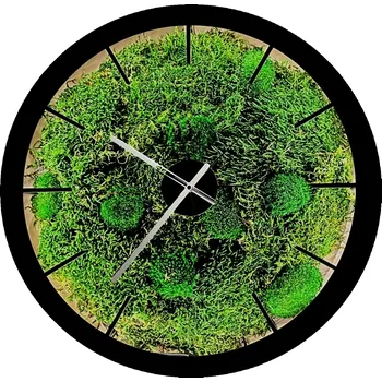Obraz Li-Go "Mechové kopečky" světelné hodiny 12V/230V/Powerbanka 50 cm varianta napájení svítidla: 12V s externím zdrojem (s přivodním kabelem), Provedení rámu, povrchu: dub světlý
