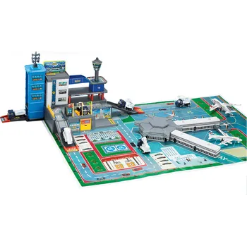 autíčko Wiky W049929 garáž letiště + 4 auta a letadlo mix barev