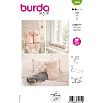 Volný čas Střih Burda 5676 bytové doplňky a domácí obuv -