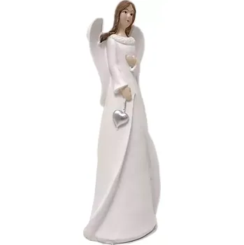Smuteční dekorace Anděl se stříbrným srdcem 13 x 9 smuteční dekorace figurka polystone