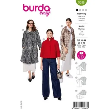 Volný čas Střih Burda 5688 na dámský kabát a kabátek ve trojím provedení -